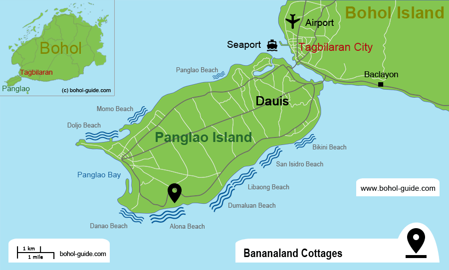 Bananaland Cottages Location Map