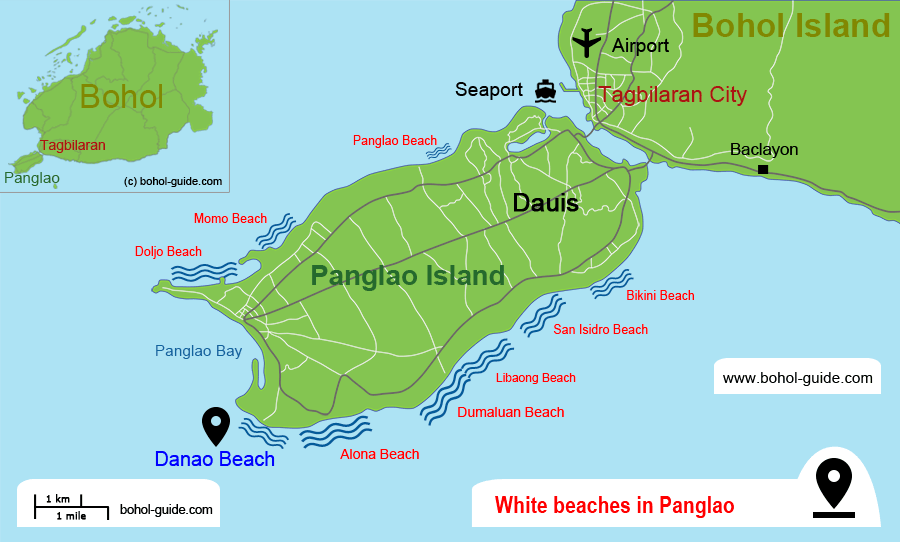 Danao Beach Panglao Location Map