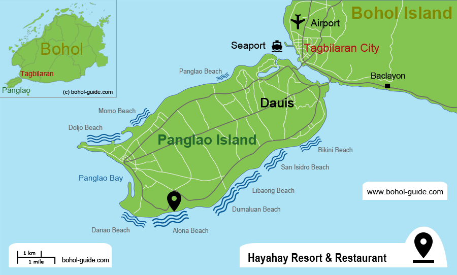 Hayahay Hotel on Alona Beach - Location