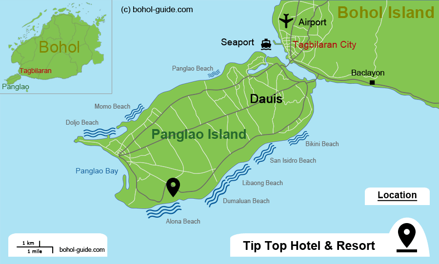 Tip Top Bohol Hotel Location Map